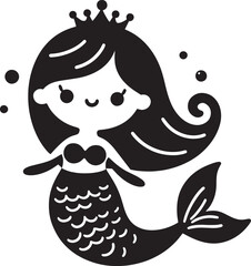 Beautiful Mermaid Silhouette illustration isolated on a white background