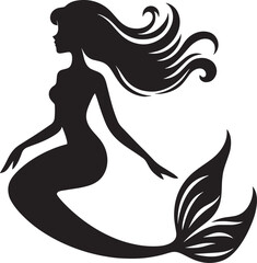 Beautiful Mermaid Silhouette illustration isolated on a white background