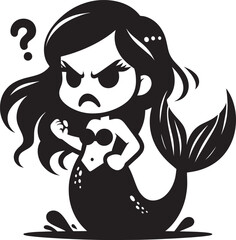 Beautiful Mermaid Silhouette illustration isolated on a white background