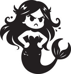 Beautiful Mermaid Silhouette illustration isolated on a white background