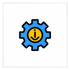 Vector icon of gear wheel with anchor. Adjusting, setting, maintenance, repair.