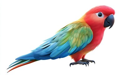 Fototapeta premium Cute 3d render parrot cartoon style on white background 