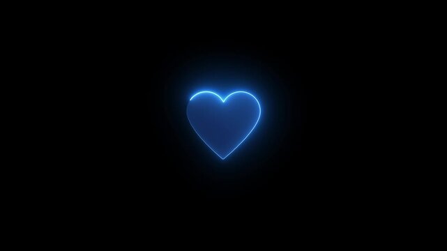 Neon Light Heart Icon on Black Background.Glowing neon love symbol abstract. Neon line love sign animated.Heart in neon style. Neon sign on the wall, bar, shop.Valentine's Day template. Love.