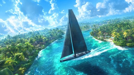 Obraz premium Idyllic sailing adventure in turquoise waters among tropical islands