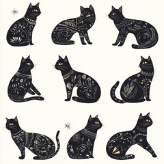 set of black cats