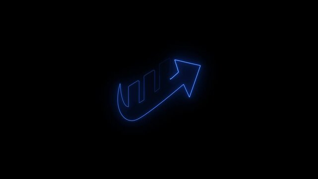 Abstract neon arrow growth , success concept. Profit growing icon animation. Growing business graph symbol animation.