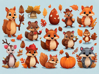 Obraz premium Fun Autumn Characters & Icons
