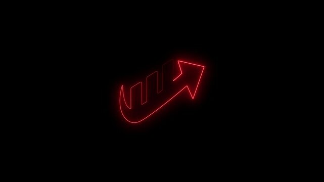 Abstract neon arrow growth , success concept. Profit growing icon animation. Growing business graph symbol animation.