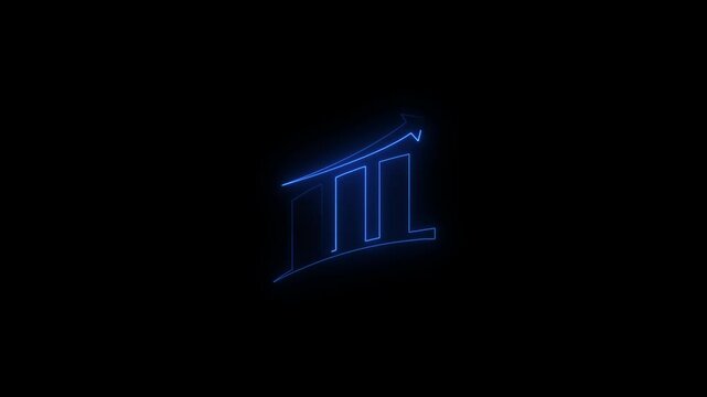 Abstract neon arrow growth , success concept. Profit growing icon animation. Growing business graph symbol animation.