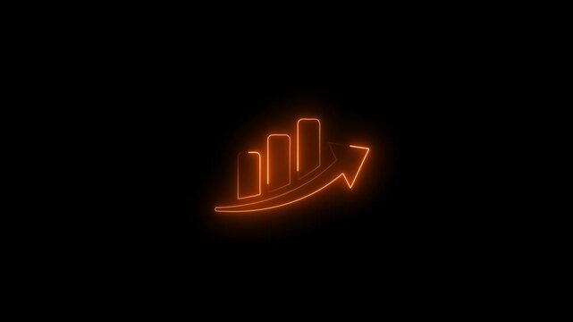Abstract neon arrow growth , success concept. Profit growing icon animation. Growing business graph symbol animation.