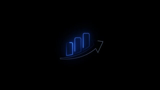 Abstract neon arrow growth , success concept. Profit growing icon animation. Growing business graph symbol animation.