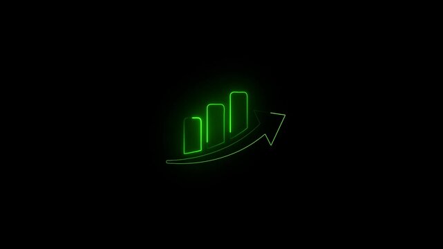 Abstract neon arrow growth , success concept. Profit growing icon animation. Growing business graph symbol animation.