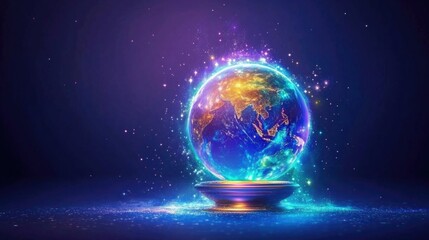 Vibrant earth globe display for world space week celebration