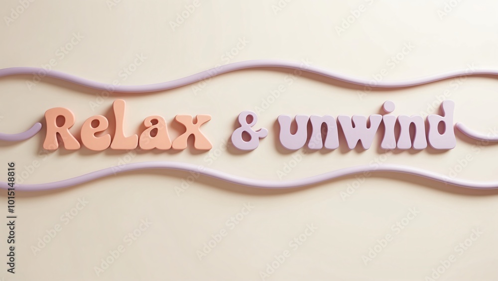 Poster relax and unwind text display in soft colors