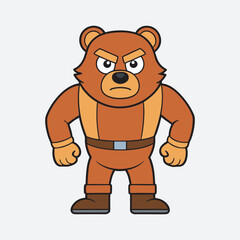 Angry bear man vector art Illustration clipart 