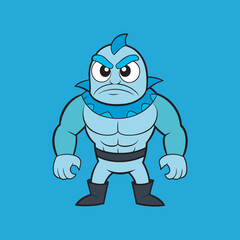 Angry fish man vector art Illustration clipart 