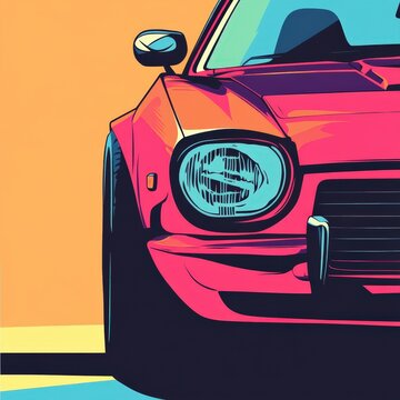Retro Ride: Datsun 240Z Close-Up Illustration 