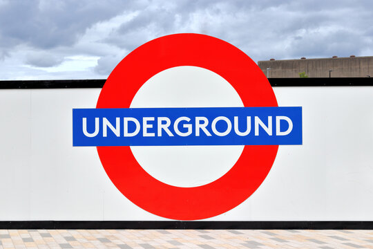 A large sign of the London Underground