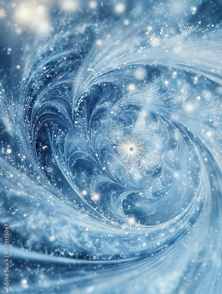 Poster A captivating swirl of blue and white tones forms a cosmic pattern, evoking a sense of depth and motion in a digital creation. Generative AI