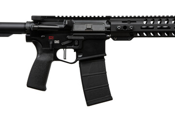 Modern automatic rifle isolated on white background. Weapons for police, special forces and the...
