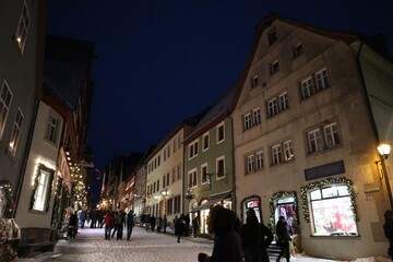 Christmas illumination in the old town of Rothenburg ob der Tauber, Germany