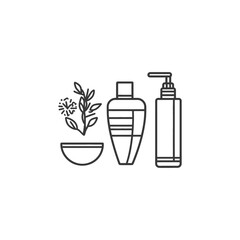 Line Art Illustration of Natural Beauty Products