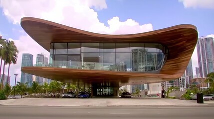 Modern Architecture of a Curved Building in Miami
