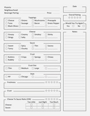 Pizza Review Sheet - Pizza Rating Sheet - Pizza Tasting Printable Paper