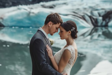 A Wedding Day in Alaska, Mendenhall Ice Cavess, Wedding Ceremony, Bride and Groom