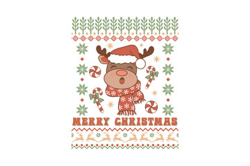 merry christmas, Retro ugly Christmas sweater T shirt design