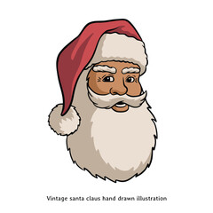 Santa claus illustration. Vintage retro Santa claus hand drawn illustration