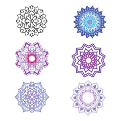 6 six mandala vector design set
