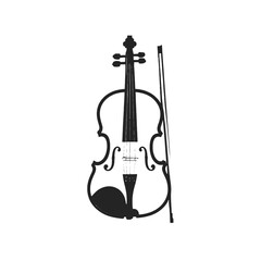 Naklejka premium A black and white silhouette of a violin, isolated white background