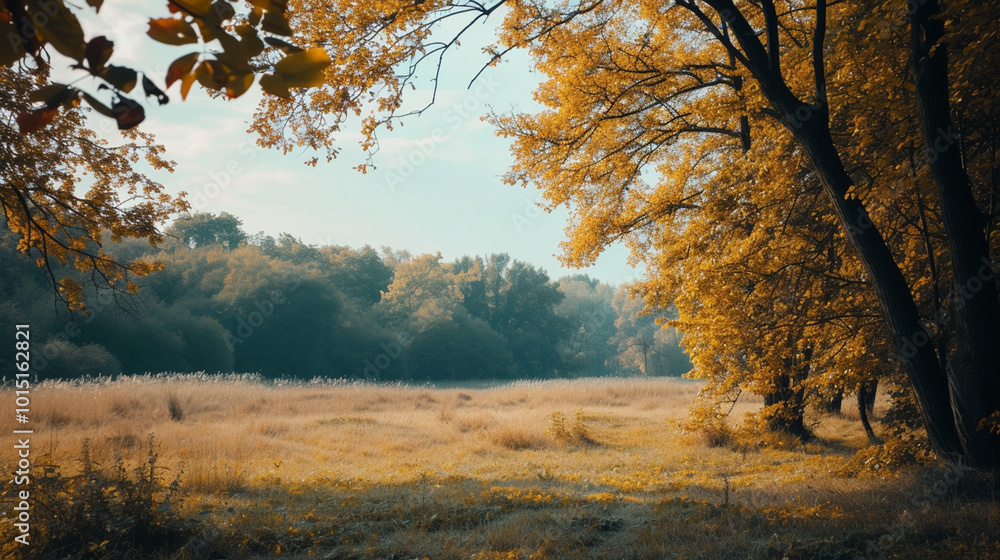Aufkleber a field of grass with trees in the background