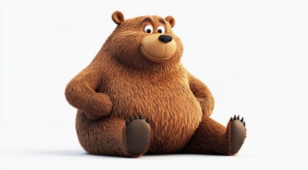 Cute 3d render bear cartoon style on white background stock photo 