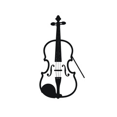 Naklejka premium A black and white silhouette of a violin, isolated white background