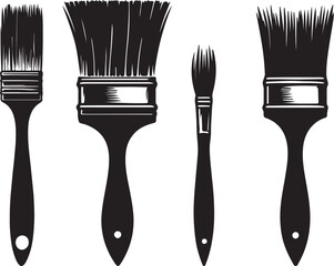 set of paint brushes silhouette design vector art illustration