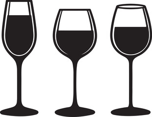glass of champagne. wine glass silhouette design vector art illustration