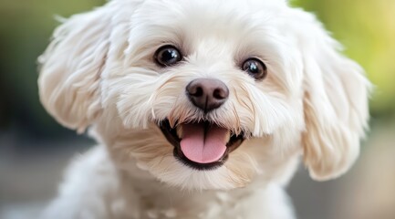 Dog in green background