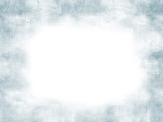 Abstract watercolor texture with soft blurred edges and cope space white center. Universal background in light gray blue and greenish shades for decoration and design.