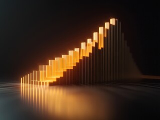 Dynamic Business Growth and Digital Transformation Concept with Upward Arrow Chart in Cinematic Product Photography