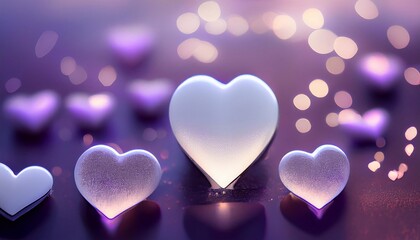 Obraz premium hearts on glass bokeh background with space for text, valentine's day concept, greeting card