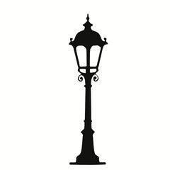 Fototapeta premium A black silhouette of a vintage street lamp with two light fixtures 