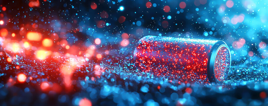 Visual of graphene-coated batteries charging rapidly, breakthrough in energy storage efficiency