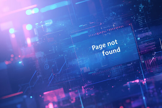 A blue sign with the words page not found on it. The sign is on a pole in the dark