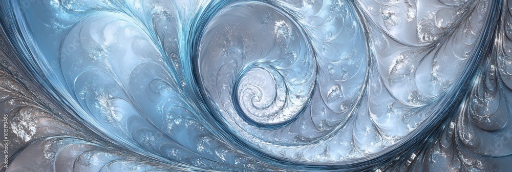Poster A mesmerizing blue fractal design unfolds in swirling patterns, evoking the elegance of nature's ocean waves and intricate mathematics. Generative AI