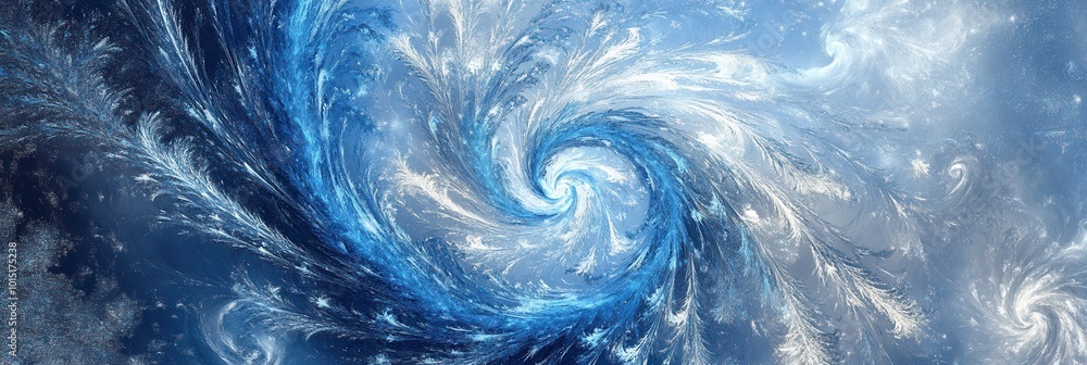 Poster a mesmerizing swirl of blue and white colors creates a captivating cosmic pattern, resembling the va