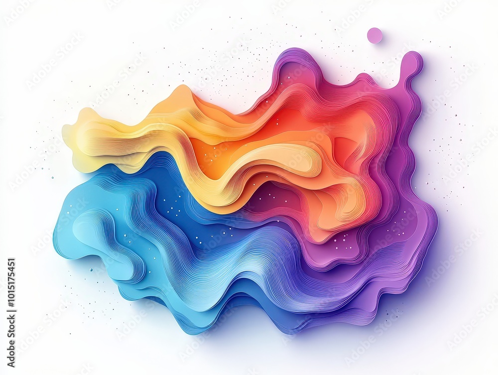 Poster abstract liquid flow: a vibrant and dynamic composition of layered, fluid forms in a spectrum of col