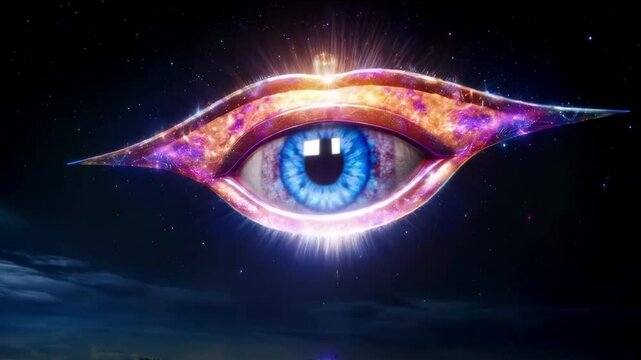The all-seeing eye, or radiant delta, is a Masonic symbol. The third eye shines in the sky. The eye of a god from heaven. All seeing eye