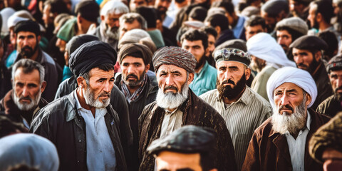 A crowd of migrant. The problem of migration, overpopulation.